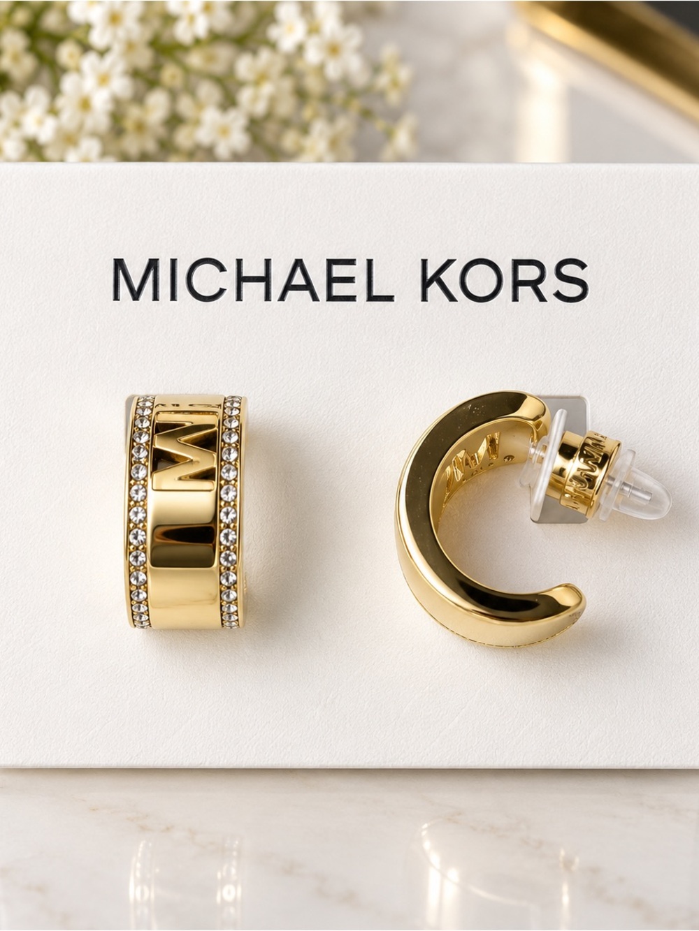 Michael Kors Gold Logo Cuff Hoop Earrings